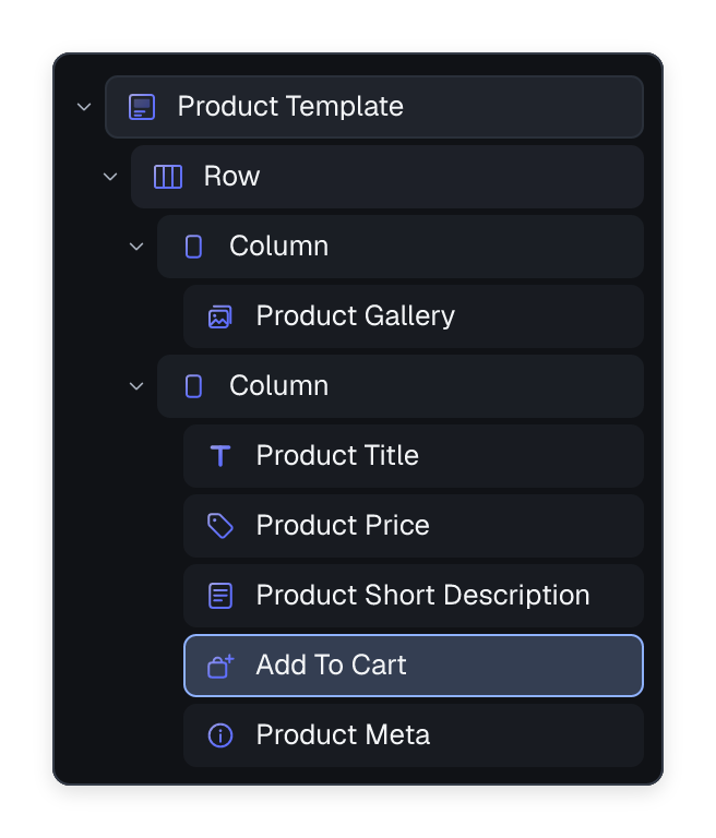 Nested product template layers with Add to Cart selected