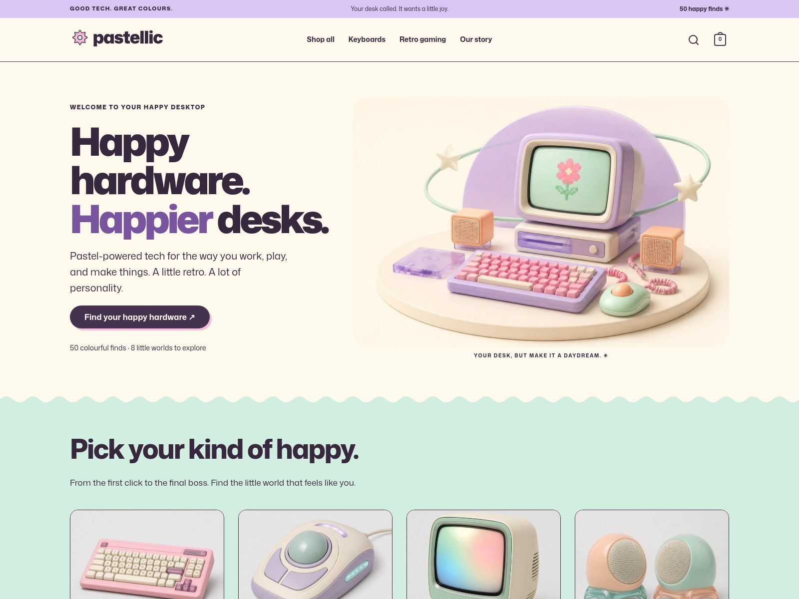 Pastellic demo homepage — tech & gaming