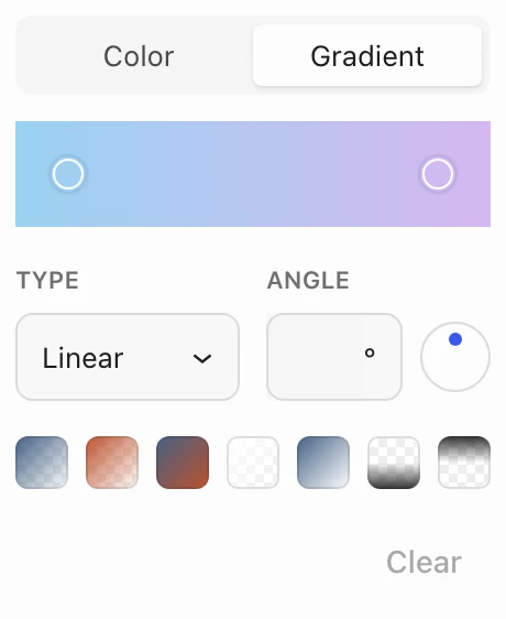 The text color picker on its Gradient tab