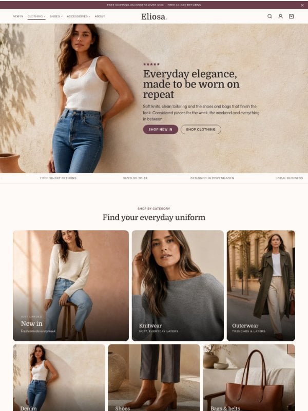 Eliosa womenswear starter site