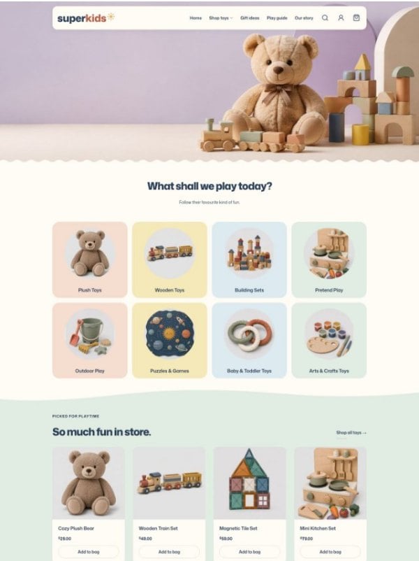 Superkids toy store starter site