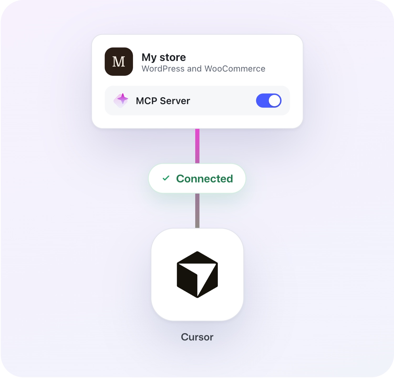 Your store with MCP Server switched on, connected to Cursor