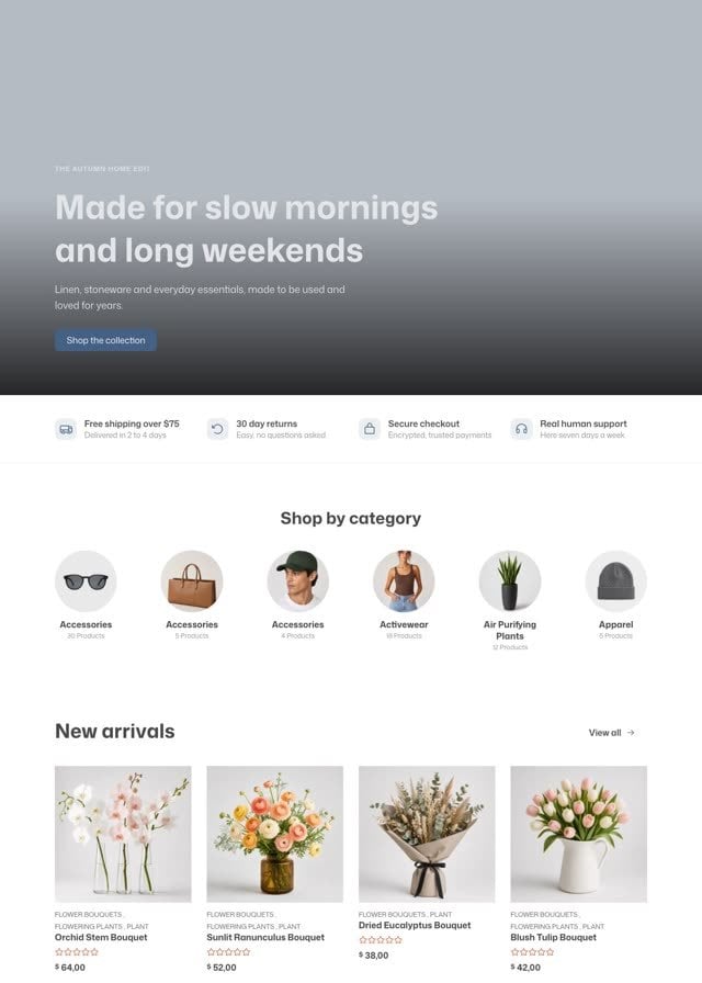 The Shop homepage pattern