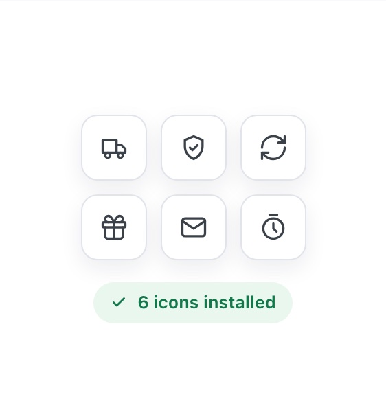 Six icons with a 6 icons installed note