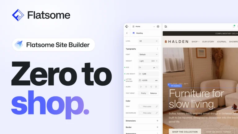 Zero to shop: the Flatsome Site Builder editing a store home page